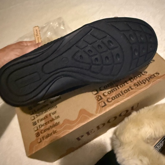 Black Leather Moccasin Slippers - Picture 4 of 6